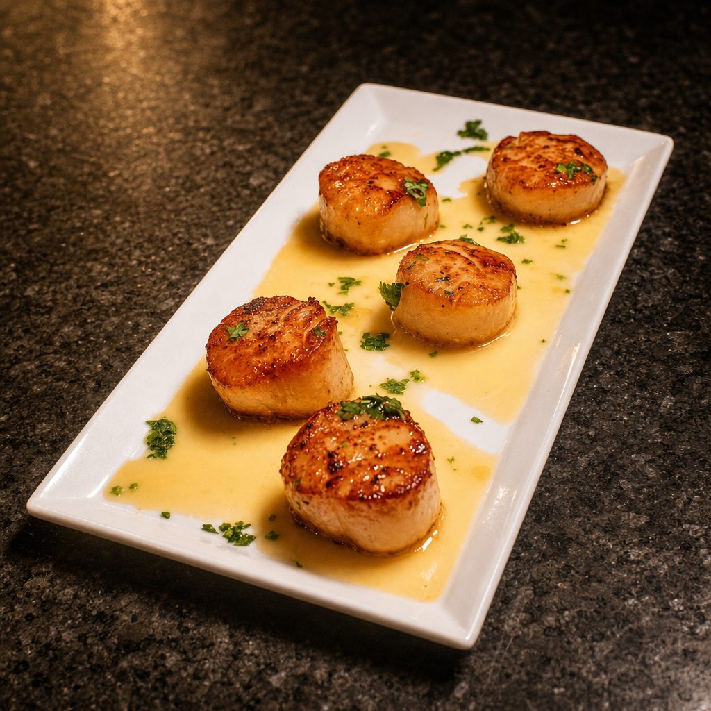 Pan Seared Scallops. (entree).
